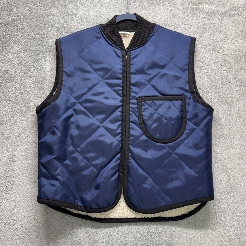 Vintage Montgomery Ward Vest Mens Large Blue Sherpa Lined‎ Outdoor Workwear